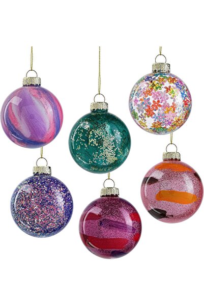 H&D HYALINE & DORA Set de 6 globuri, decoratiuni brad, cu snur, 6cm
