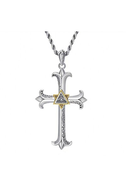 EFAYN.RO Lant unisex, pandantiv cruce, model ochiul lui Horus, tematica God’s...