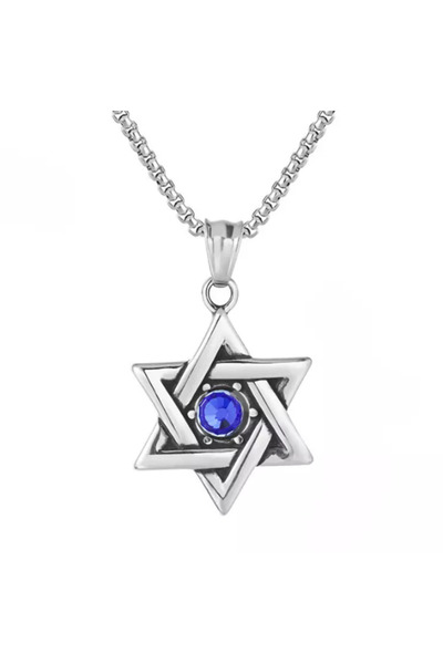 EFAYN.RO Pendant chain, pentagram pattern, unisex, blue, EFAYN