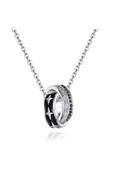 EFAYN.RO Lant unisex, pandantiv duo special, model cu inele multiple, reglabi...