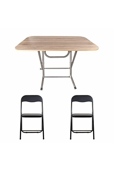 FOXMAG24 Masă pliabilă cu blat din MDF, dimensiuni 70x120x73 cm plus 2 x scau...