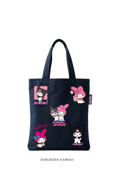 Girlboss Kawaii Kuromi & My Melody Mini Tote Bag/Tablet/Book/Mini Cloth Shopp...
