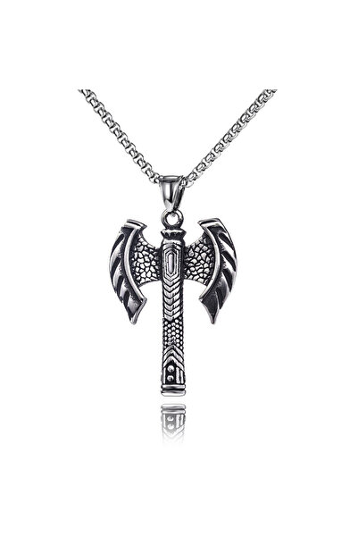 EFAYN.RO Lant unisex, pandantiv topor, model luptator viking, double edged ax...