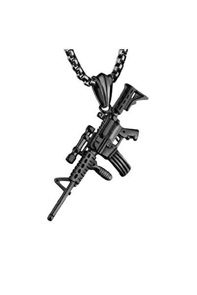 EFAYN.RO Lant barbati, model army, pandantiv mitraliera, negru, EFAYN