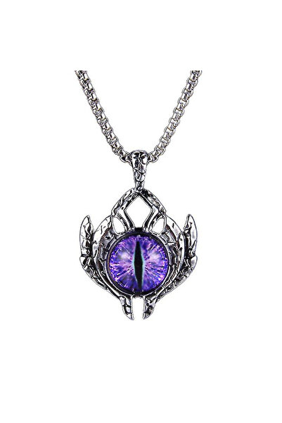 EFAYN.RO Lant cu pandantiv ochi de dragon, unisex, cristal mov, EFAYN