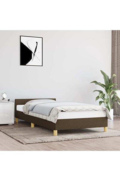 Concept Σκελετός κρεβατιού με κεφαλάρι, σκούρο καφέ, 80x200 cm, ύφασμα