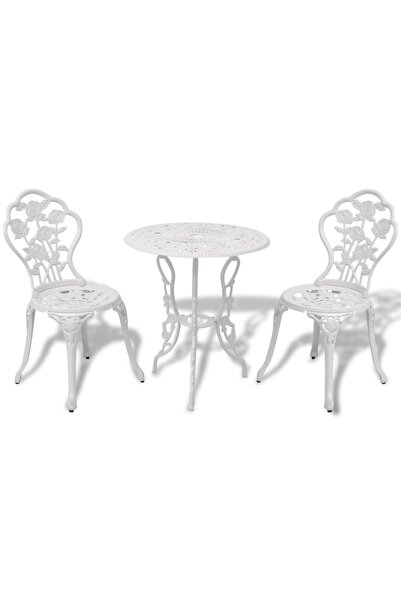 Concept Σετ επίπλων μπιστρό, 3 τεμάχια, λευκό, χυτό αλουμίνιο