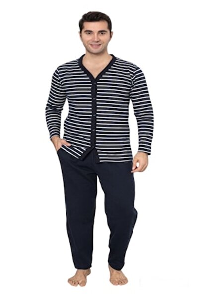 La Penna Ανδρικές Πιτζάμες, Μακρυμάνικες με κουμπιά, Μακρύ παντελόνι, Ναυτικό...