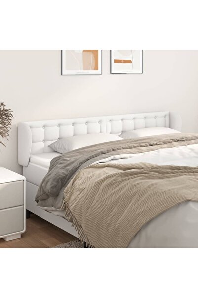 Concept Tăblie de pat cu aripioare alb 163x23x78/88 cm piele ecologică