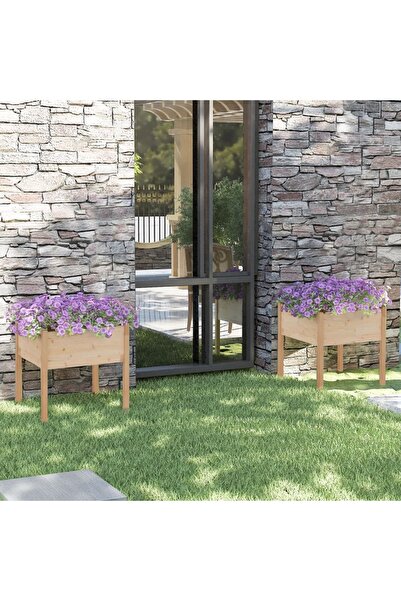 Concept Γλάστρες κήπου, 2 τεμ., 70x70x70 εκ., μασίφ ξύλο πεύκου