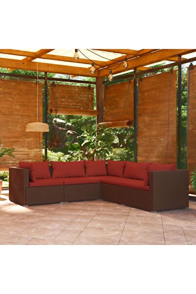 Concept Set mobilier de grădină cu perne, 5 piese, maro, poliratan