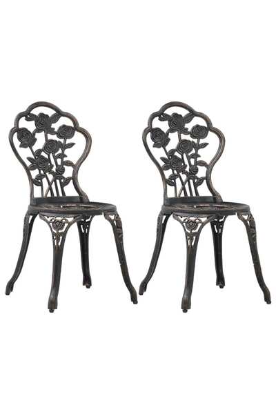 Concept Scaune de bistro, 2 buc., bronz, aluminiu turnat