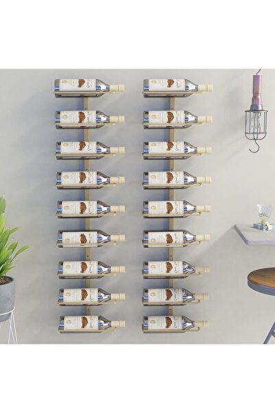 Concept Επιτοίχια βάση για μπουκάλια κρασιού, 9 θέσεων, 2 τεμάχια, χρυσό, σιδ...