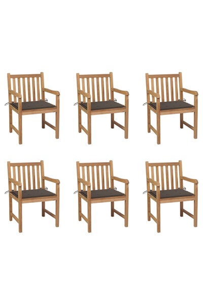 Concept Garden chairs with taupe grey cushions, 6 pcs., solid teak wood
