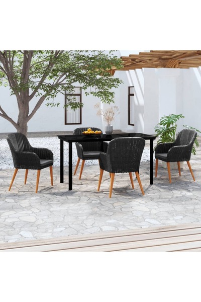 Concept Σετ επίπλων κήπου με μαξιλάρια, 5 τεμάχια, μαύρο