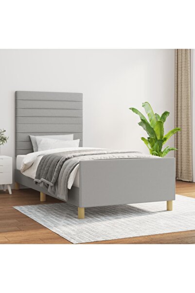 Concept Cadru de pat cu tăblie, gri deschis, 100x200 cm, textil