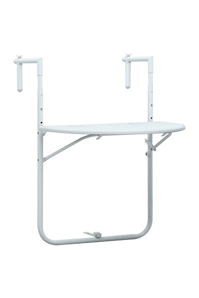 Concept Λευκό κρεμαστό τραπέζι μπαλκονιού 60x64x83.5 εκ. πλαστικό με όψη ρατάν