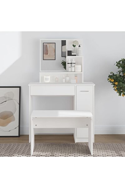 Concept Τουαλέτα με καθρέφτη, λευκή, 86,5x35x136 εκ.