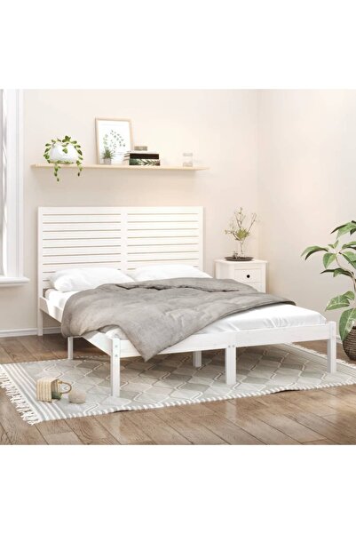 Concept Σκελετός κρεβατιού, λευκό, 160x200 cm, μασίφ ξύλο