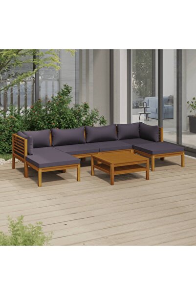 Concept Σετ επίπλων κήπου με μαξιλάρια, 7 τεμάχια, από μασίφ ξύλο ακακίας