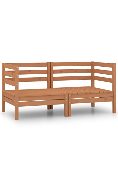 Concept Γωνιακοί καναπέδες κήπου, 2 τεμ., καφέ μέλι, από μασίφ ξύλο πεύκου