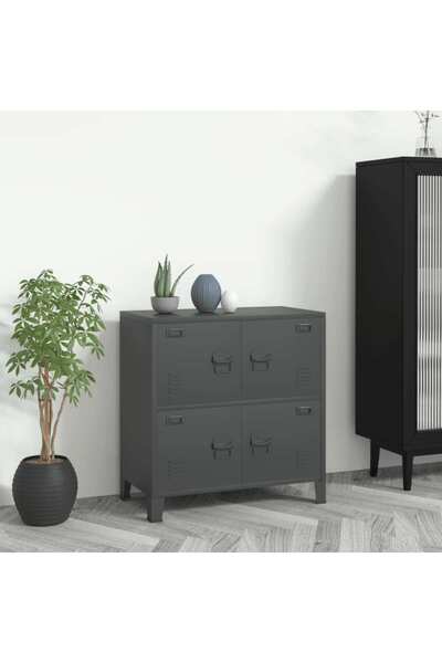 Concept Βιομηχανική αρχειοθήκη, ανθρακί, 75x40x80 εκ., ατσάλινη