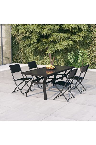 Concept Σετ επίπλων κήπου, 5 τεμάχια, γκρι και μαύρο