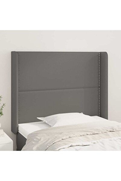 Concept Tăblie de pat cu aripioare, gri , 93x16x118/128 cm, piele