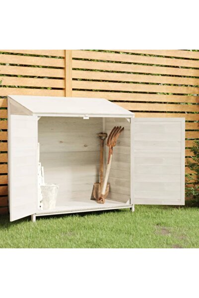 Concept Αποθήκη κήπου, λευκή, 102x52x112 εκ., από μασίφ ξύλο έλατου