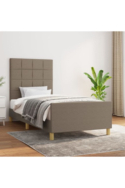 Concept Σκελετός κρεβατιού με κεφαλάρι, γκρι-μπεζ, 90x200 cm, ύφασμα