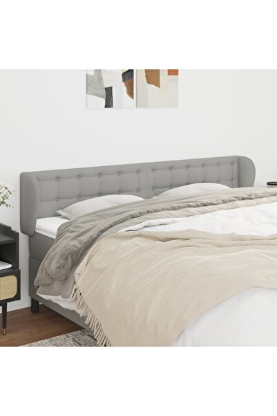 Concept Ανοιχτό γκρι κεφαλάρι με φτερά 203x23x78/88 cm ύφασμα