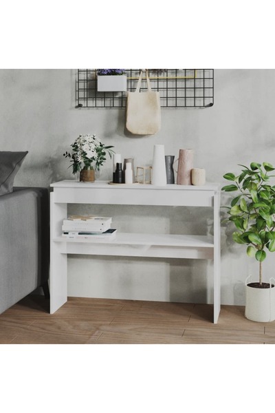 Concept Κονσόλα, λευκό γυαλιστερό, 102x30x80 εκ., μοριοσανίδα