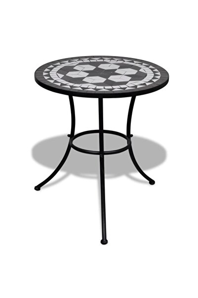 Concept Masă de bistro, alb și negru, 60 cm, mozaic