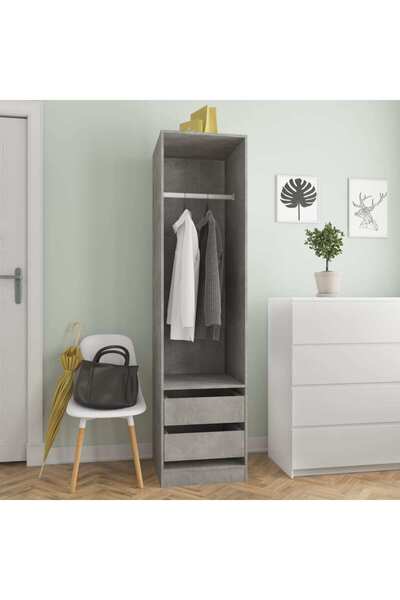 Concept Wardrobe with drawers, concrete grey, 50x50x200 cm, chipboard