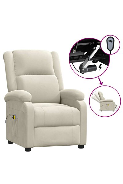 Concept Ηλεκτρική ανακλινόμενη πολυθρόνα μασάζ, κρεμ, βελούδο