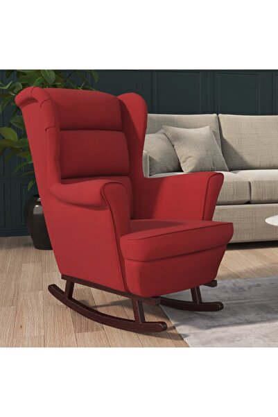 Concept Κουνιστή πολυθρόνα με πόδια από μασίφ ξύλο καουτσούκ, κρασσί, βελούδο