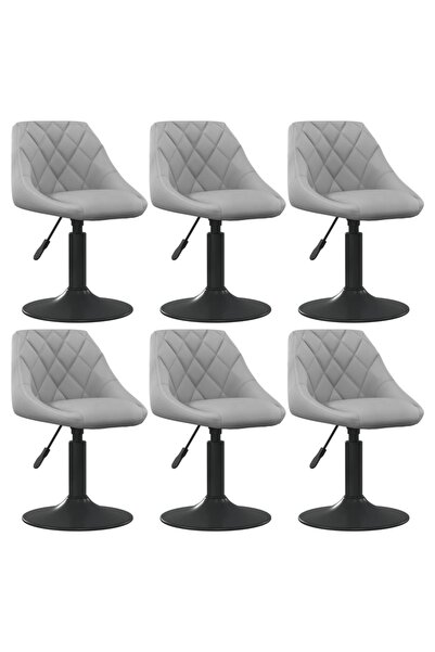 Concept Περιστρεφόμενες καρέκλες τραπεζαρίας, 6 τεμ., ανοιχτό γκρι, Βελούδο