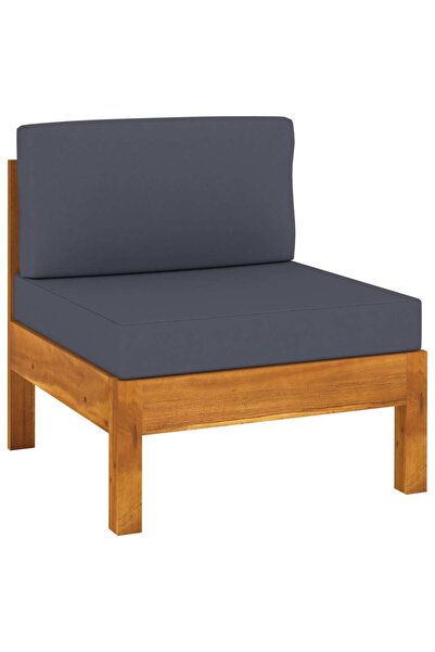 Concept Μεσαίος καναπές με σκούρο γκρι μαξιλάρι, από μασίφ ξύλο ακακίας