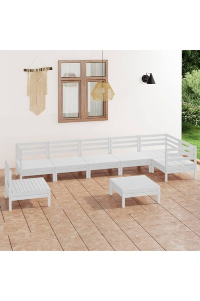 Concept Set mobilier de grădină, 8 piese, alb, lemn masiv de pin