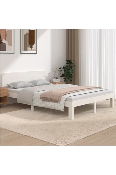 Concept Σκελετός Διπλό κρεβατιού 4FT6, λευκό, 135x190 cm, μασίφ ξύλο