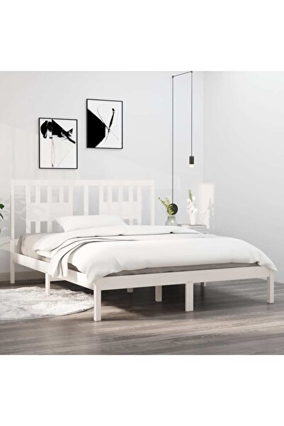 Concept Σκελετός κρεβατιού, λευκό, 140x200 cm, μασίφ ξύλο πεύκου