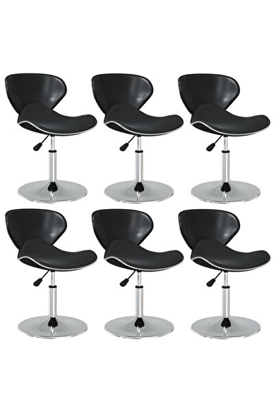 Concept Καρέκλες κουζίνας, 6 τεμ., μαύρες, οικολογικό Δερμάτινο