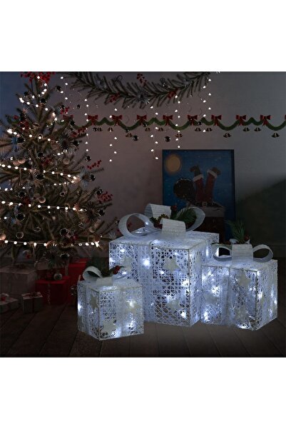 Concept Χριστουγεννιάτικα διακοσμητικά για κουτιά δώρων, 3 τεμάχια. ασημί εξω...