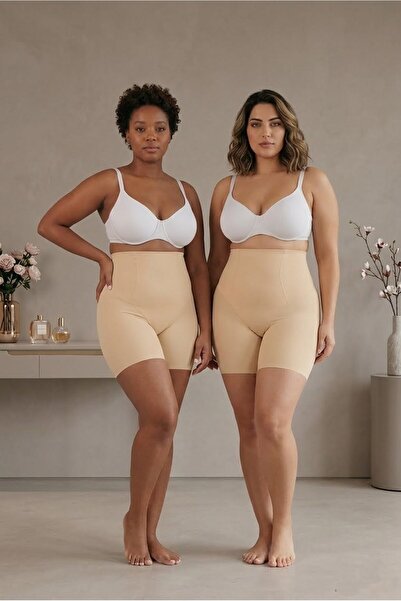 QKK شورت مشدود عالي الخصر يبرز انحناءات الجسم - قص بالليزر شورت مشدود غير مرئي