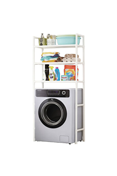 Bsr Washing machine organizer, 3 shelves, metal, white, 65x25x155 cm