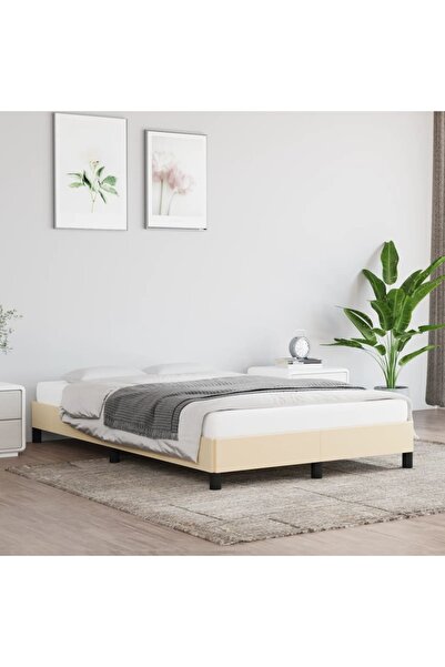 Concept Σκελετός κρεβατιού, κρεμ, 120x200 εκ., ύφασμα