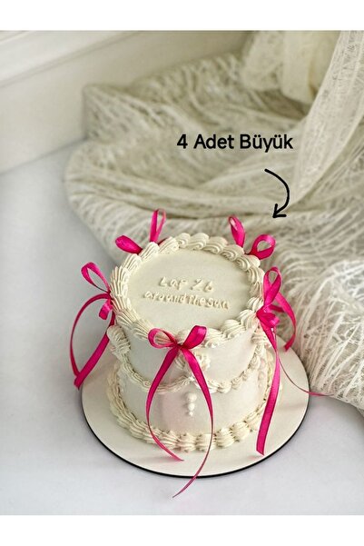 Esram Butik Fuchsia 4 Large + 35 Small Ribbon Bow Ornaments - Satin Bow Ribbo...