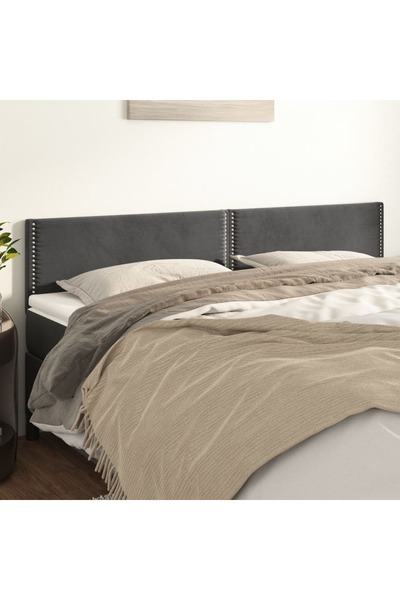 Concept Tăblii de pat, 2 buc, gri închis, 90x5x78/88 cm, catifea