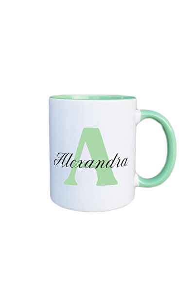 AFFIX THE DIFFERENT PERSPECTIVE Personalized mug, white with green interior a...