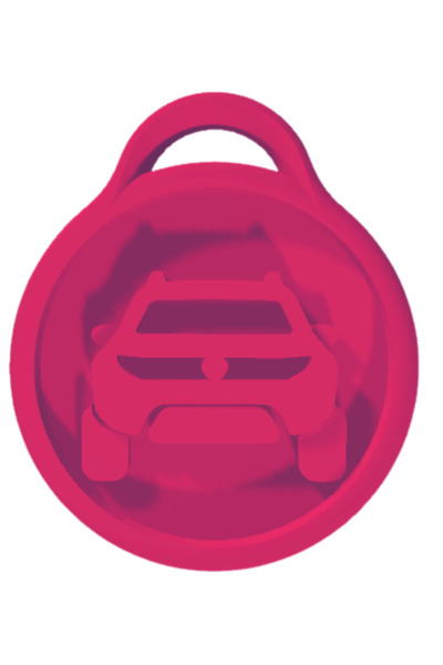 OEM Breloc chei, "DACIA DUSTER", 48X 41 mm roz zmeuriu